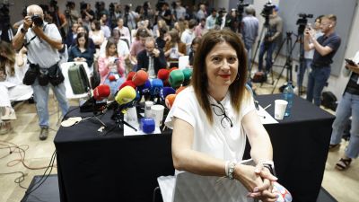 Leire Díez, antes de su comparecencia ante los medios. / EFE. Chema Moya