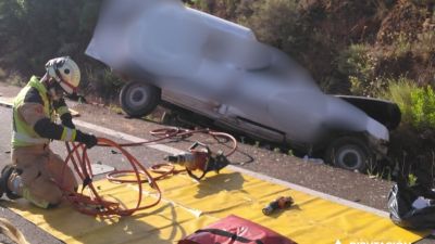 Accidente de tráfico en A1503, en la entrada a Brea a Aragón. / Foto: Diputación de Zaragoza.