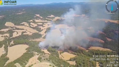 Incendio en Murillo de Gállego (Zaragoza) este martes. / Infoar