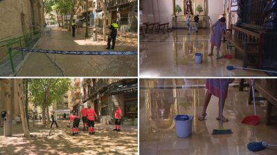El reventón ha inundado la céntrica plaza San Miguel en Zaragoza. / Aragón TV