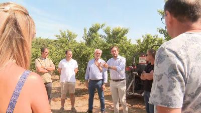 Isaac Claver, presidente de la DPH, en la presentación del plan de ayudas para arreglar caminos rurales. / Aragón TV