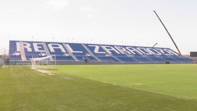 Real Zaragoza y Deportivo Aragón disputan este sábado el primer partido en el Ibercaja Estadio. / Aragón TV