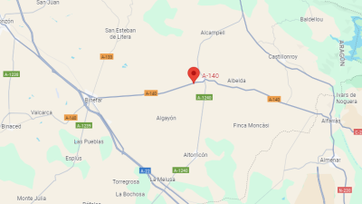 La caída de una torre eléctrica ha provocado el corte de la A-140. / Google Maps
