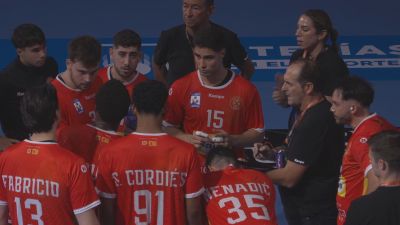 Momento del partido en el Palacio de los Deportes