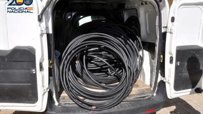 Tres detenidos por el robo de cable telefónico de cobre en Huesca. / Policía Nacional