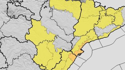 Mapa de avisos de la Aemet en Aragón para este lunes, 13 de agosto. / Aemet
