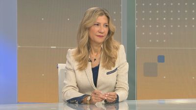 La vicepresidenta Mar Vaquero durante la entrevista en el programa Buenos Días / Aragón TV