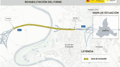 Mapa de situación del tramo afectado por las obras, en sentido Madrid. / Ministerio de Transportes y Movilidad Sostenible