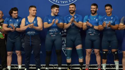 Imagen del equipo masculino de halterofilia del CN Helios. Foto: Federación Aragonesa de Halterofilia