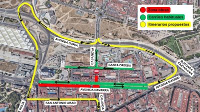 Mapa de los tramos afectados y los desvíos alternativos. | Ayuntamiento de Zaragoza