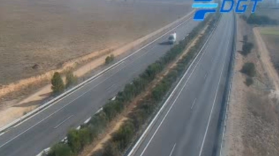 Punto kilométrico de la A-23 donde se ha registrado el choque entre dos camiones./ DGT