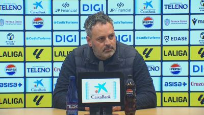 David Navarro, durante su comparecencia tras el partido