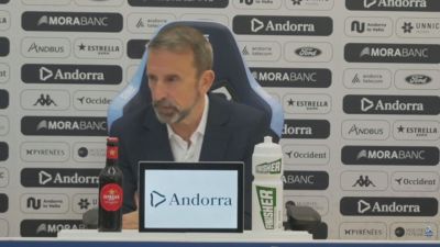 Joan Plaza, durante su comparecencia tras el partido