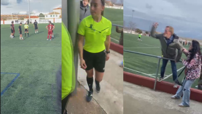 La árbitra suspendió el encuentro en la primera mitad. / Anónimo
