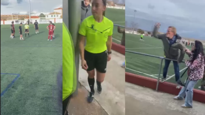 La árbitra suspendió el encuentro en la primera mitad. / Anónimo
