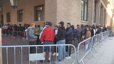 Largas filas a las puertas del Ayuntamiento de Zaragoza para solicitar el padrón o el certificado de vulnerabilidad. / Aragón TV