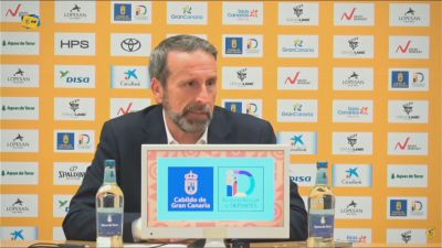 Joan Plaza, durante su comparecencia tras el partido