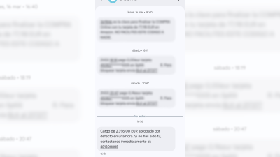 En el 'vishing', los ciberestafadores consiguen incluir los SMS fraudulentos en las comunicaciones legítimas. | Policía Nacional