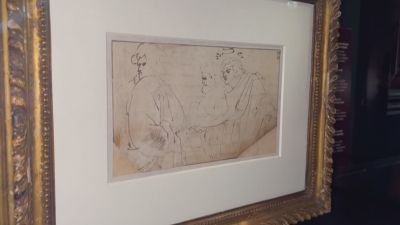 El dibujo de tres apóstoles descubierto en un cuaderno de Rubens de 1607./ EFE
