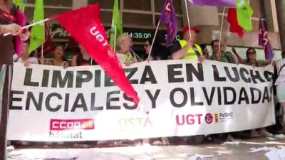 Las trabajadoras de la limpieza han mantenido dos semanas de huelga indefinida. / Aragón TV