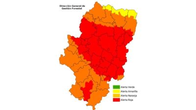 Nivel de alerta rojo por incendios forestales este jueves en aragón. / Gobierno de Aragón