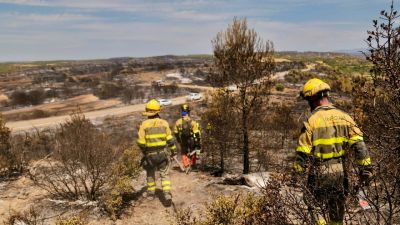 El incendio declarado en las Cinco Villas sigue evolucionando favorablemente.