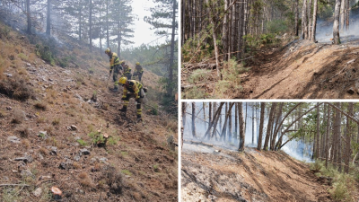 El operativo antiincendios trabaja para sofocar el fuego declarado en la localidad turolense de Ejulve.
