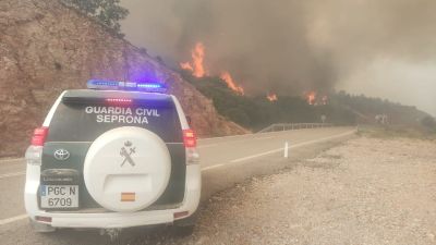 La Guardia Civil en el incendio de Ejulve, en Teruel.