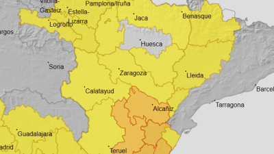 Aviso naranja por lluvias y tormentas en el Bajo Aragón, Gúdar y Maestrazgo