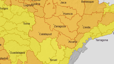 Aviso naranja por temperaturas extremas y tormentas en Aragón.