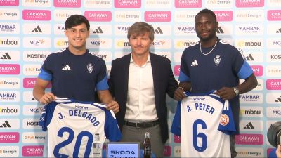 Joaquín Delgado y Peter Ademo, presentados con el Real Zaragoza