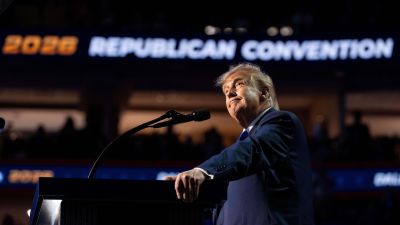 Donald Trump en el primer día de la Convención Nacional Republicana de mitad de mandato en el American Airlines Center en Dallas, Texas, el 9 de septiembre de 2026.