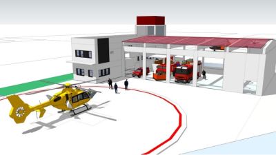 Recreación virtual del nuevo parque de bomberos de Cariñena.