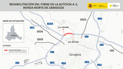 Los trabajos cerrarán salidas y desviarán el tráfico en dos kilómetros de la A-2 entre el 2 y el 4 de octubre.