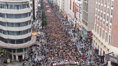 Manifestación convocada por el Sindicato de Inquilinas en Madrid para denunciar la caída de los decretos de la vivienda.