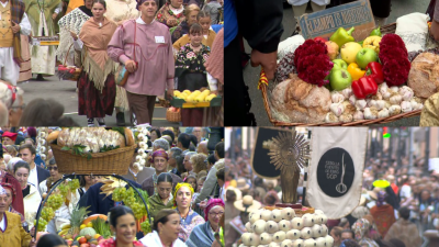 Imágenes de la Ofrenda de Frutos que cada 13 de octubre recorre las calles de Zaragoza.