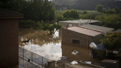 Una zona inundada en Tarragona, Catalunya (España).