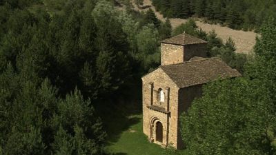 Imagen aérea de la Iglesia de Santa María de Iguácel.
