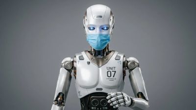 Robot con mascarilla quirúrgica