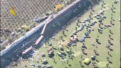 Imagen aérea del accidente de tren en Urda./ Guardia Civil